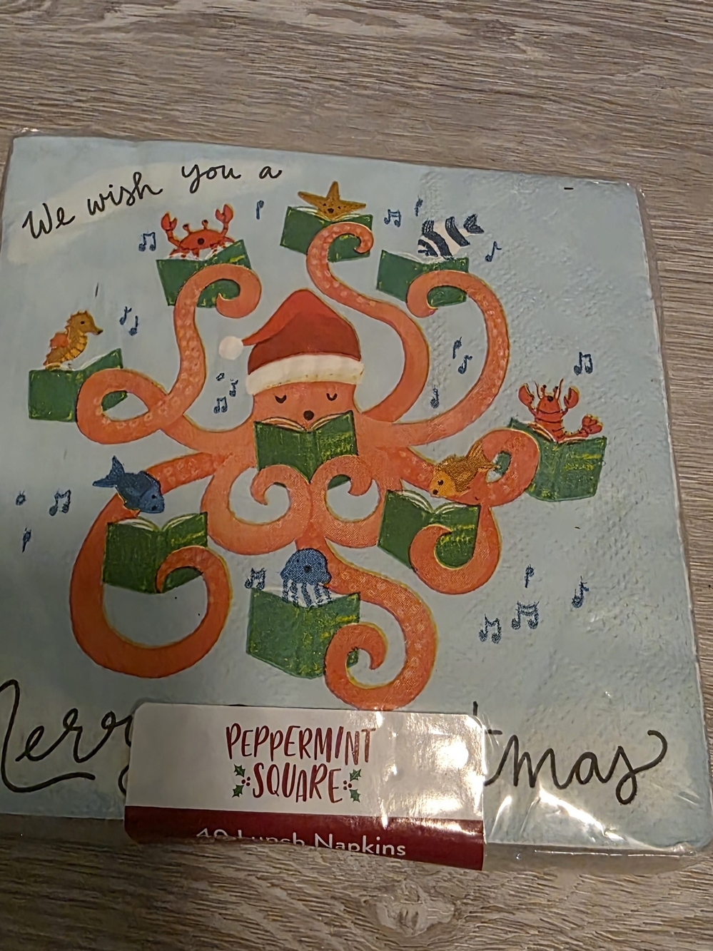 Holiday Octopus Napkins - Light Blue & Orange*New**